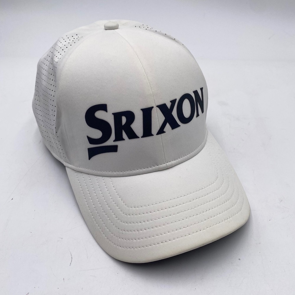 Srixon Performance Laser Cut Golf Hat Adjustable White Black Breathable Mens Cap